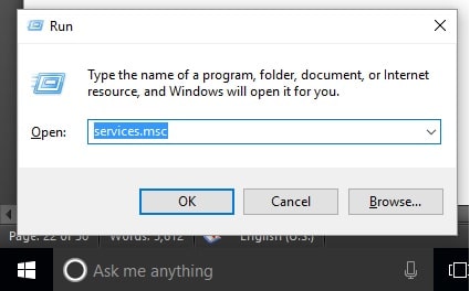 8 Open Services from run windows in windows 10