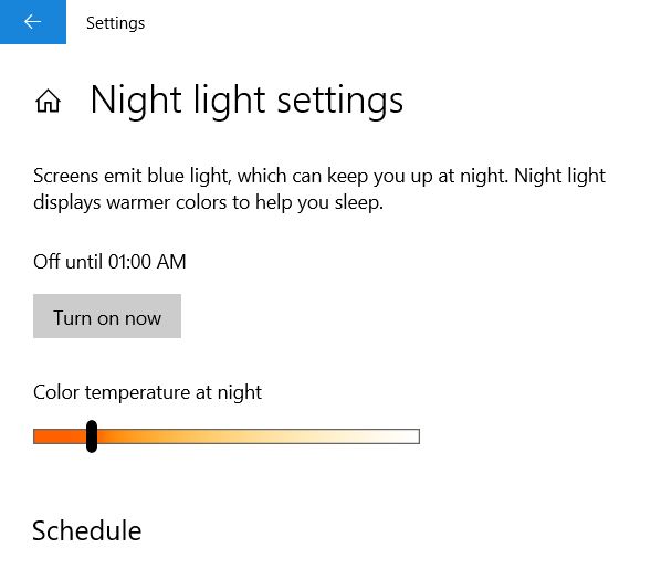 Turn on Now for Enable Night mode on windows 10