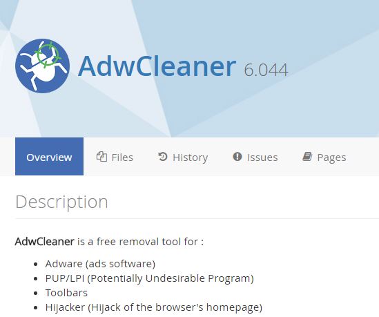 AdwCleaner tools for remove adware or clean browser