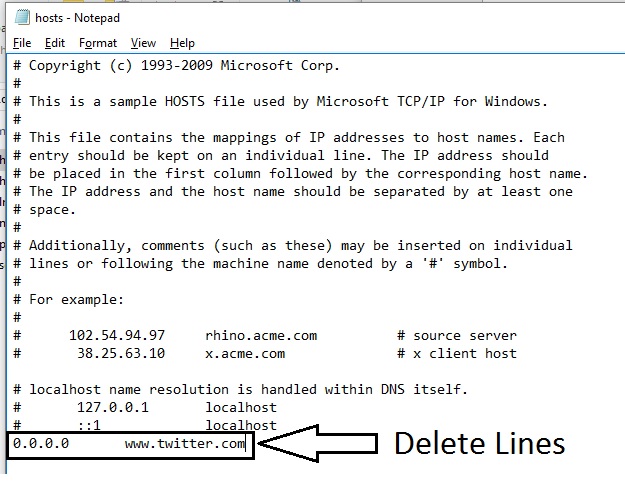 Delete Domain from host file