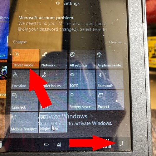 Disable Tablet mode on windows 10