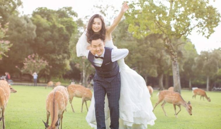 22 wedding couple photoshoot with animal