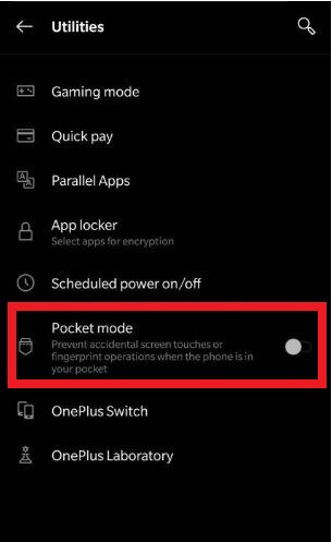 Pocket mode on OnePlus 7 Pro and onePlus 7
